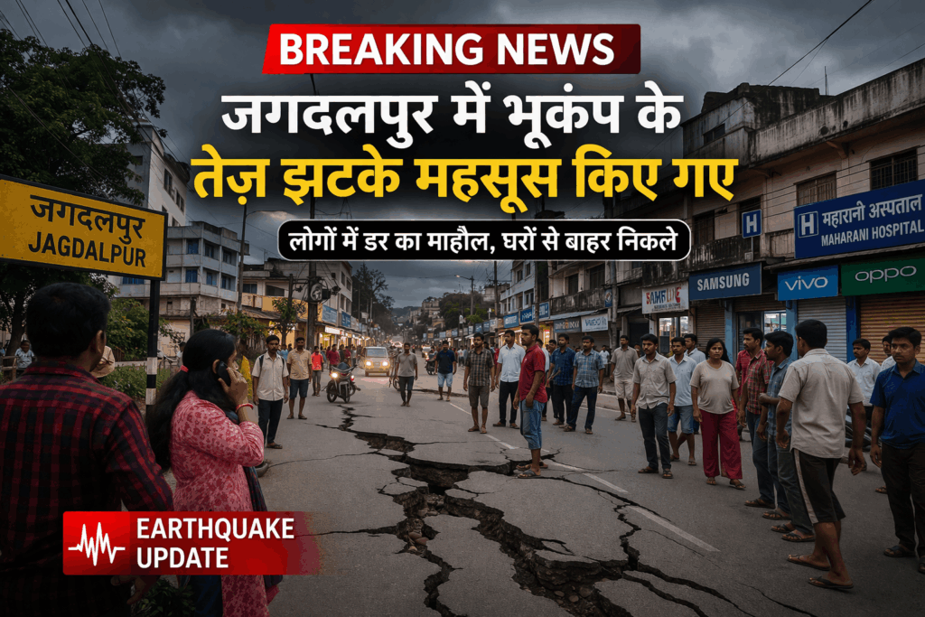 Jagdalpur mein bhukamp ke jhatke, sadak mein darar aur logon ka reaction